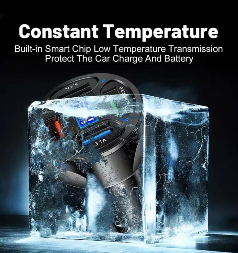 Car Charger fast Charging 4 USB Digital Display 4-in-1 PD Mobile Phone Charging Head