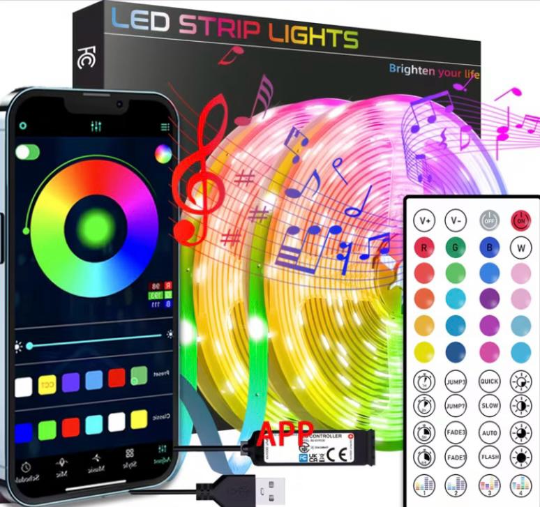 LED lights, 91.44cm-30.48 meter smart APP Control Music Sync Color Changing Strip Light