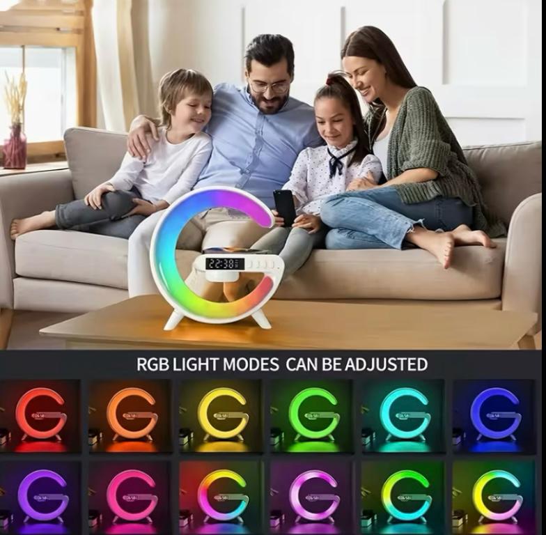 Wireless speaker with Sunrise Alarm, RGB Rhythm Light, Fast charging
